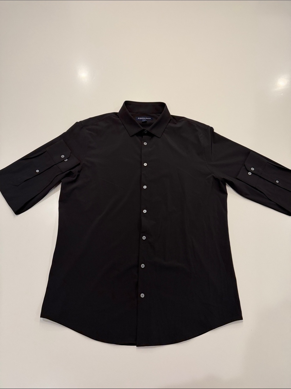 Mizzen+Main Black Long-Sleeve Button-Down Shirt XL Trim